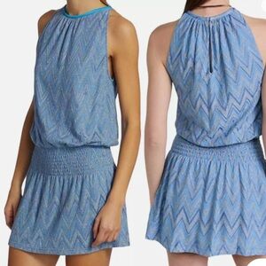 Ramy Brook Blue Chevron Dress
